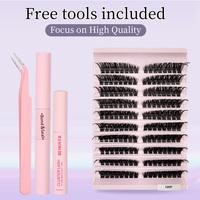 180 PCS Extensions de cils en bouquets style éventail, PBT 3D superposées, volume Baby Curl, Kit de faux cils