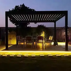 Bella qualità popolare padiglione con Led moderno, pieghevole esterno Patio con feritoia in alluminio Gazebo di controllo manuale/