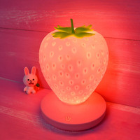 Lampe LED créative en silicone en forme de fraise, alimentée par USB, décorative, pour chevet, commande tactile, émission multicolore