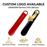 Chausse-pied plat en plastique PP personnalisé de 19 cm (7,5 pouces) de large, avec trou en D intégré, fin (0,25 cm), pour magasin de chaussures, hôtel, cadeau, logo OEM disponible