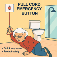 Botón de Ayuda con Cordón y Sistema de Llamada Inalámbrico para Hospitales y Residencias de Ancianos - Dispositivo de Asistencia de Emergencia para Discapacitados