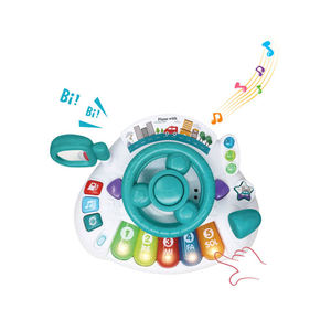 Jouet musical pour volant de voiture avec 5 touches de piano, lumières, mots directionnels en anglais, développement de la motricité fine, cadeau pour enfants - Product Image 1