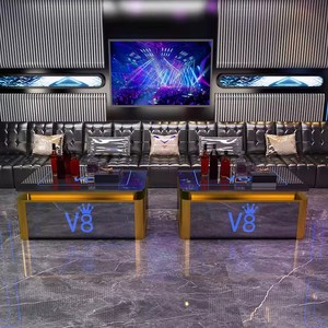 <span class=keywords><strong>Bar</strong></span> discoteca Karaoke Dance Lounge Mesa LED personalizar Logo tamaño vidrio templado marco de acero inoxidable iluminar Mesa VIP - Product Image 5