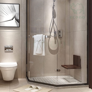 Taburete de ducha de madera maciza de nogal montado en la pared Banco de ducha impermeable plegable - Product Image 3