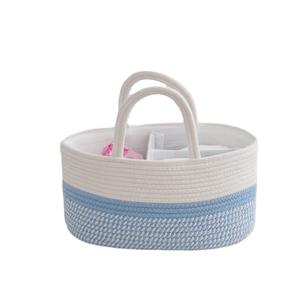 Cesta de almacenamiento de cuerda de algodón plegable de gran capacidad, organizador plegable para pañales de bebé con divisor - Product Image 5