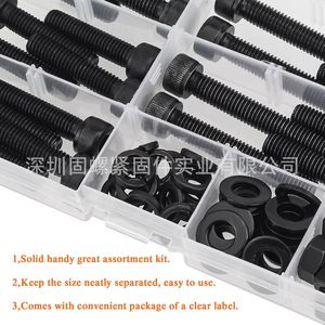 M8 Black Socket Cap Screws 30 35 40 45 50mm Flat Lock Washers Nuts Set Industrial Grade Stainless Steel - Product Image 3