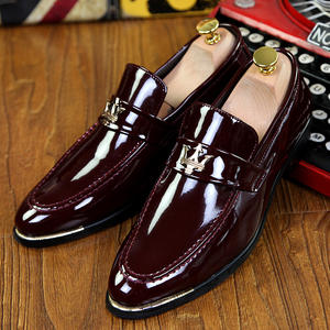 Elegant <strong>Mens</strong> Patent Leather Dress <strong>Shoes</strong> Glossy Slip on Loafers Formal Business Office Wedding Party <strong>Shoes</strong> With Metal Decor - Product Image 1