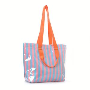 Striped Pvc <b>Vinyl</b> Beach Waterproof for Women, Large Colorful Summer Pool Shoulder <b>Bag</b> Wipe-Clean Travel Shopper Tote - Product Image 4