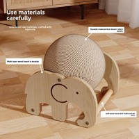 Griffoir vertical pour chat en sisal, modèle Grande Roue, avec rouleau et jouets interactifs Ours Éléphant, pour l'auto-entretenissement en intérieur