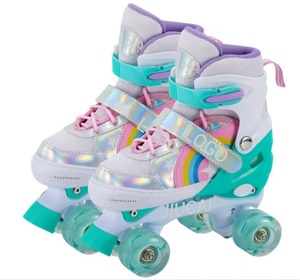 Patins à roulettes à deux rangées en gros pour adultes, patins à roulettes quad à 4 roues pour femmes, chaussures de patinage à roulettes avec roues lumineuses, cadre en alliage d'aluminium en PU - Product Image 1