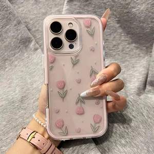 เคสโทรศัพท์ลายดอกทิวลิปสีชมพูอ่อน เหมาะสำหรับ iPhone 17 Pro Max สำหรับ Apple 16  แบบมีสไตล์ ป้องกันได้ดี - Product Image 6