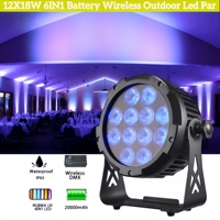 Projecteur LED sans fil étanche 12x18W à piles pour DJ, discothèque, parc, fête, rechargeable, Wi-Fi, IP65, Uplights LED
