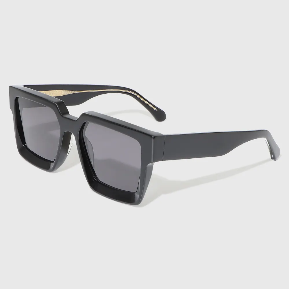 Yeetian haut de gamme personnalisé clair et noir acétate UV400 marque de protection coupe biseautée grand carré hommes nouvelles lunettes de soleil de mode