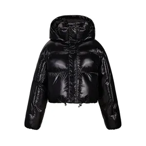 ODM Ladies Custom Logo Print Womens Bubble Winter Coats Cropped Puffer Women's Coats Women Clothing