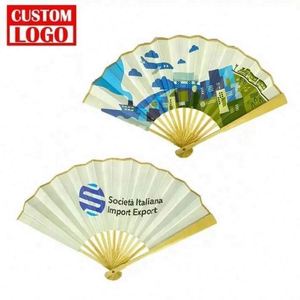Factory Price Customized Design <b>Large</b> Size Folding Hand Fan <b>Plastic</b> Nylon Foldable Hand Fan Custom Printed Bamboo Folding Hand - Product Image 4