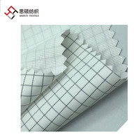 Kain Esd 5mm Grid 98% Benang Filamen Poliester 2% Serat Karbon TPU Terikat Tricote 3 Lapisan