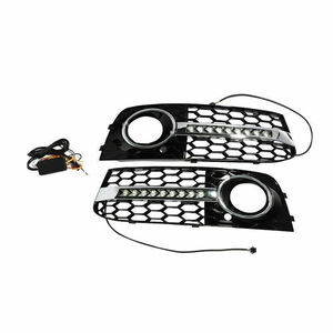 Marco de Plástico para Faros Antiniebla LED, Color Negro Brillante, Cubierta de Faro Delantero con Diseño de Panal de Abeja para Audi A4L 2008-2012, No S-Line B8 - Product Image 3