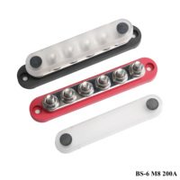 150A DC 48V M4 M8 Cuivre Nickelé Ignifuge Nylon Base PC Couverture En Acier Inoxydable Matériel Batterie Bus Bar Boîte