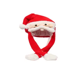 AA141 Xmas Gift Maken Funny Gloeiende Winter Bont Caps Bewegende Oren Kerstman Hoed Gloeiende Kerst Lucht Pompen Pluche Hoeden