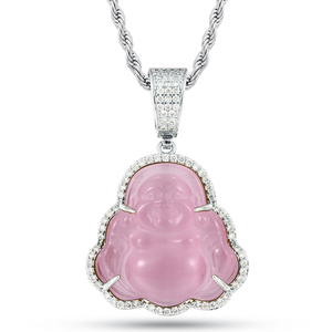 Gaya Hip-hop, warna es, merah muda, hijau, merah, batu akik, liontin Buddha giok - Product Image 2