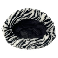 Casquette Bob Unisexe Adulte Designer Automne Hiver en Polaire Douce à Motif Zèbre avec Logo Personnalisable pour Voyage, Ski, Pêche, Fêtes et Usage Quotidien