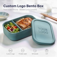 Boîte à bento personnalisée avec logo, en silicone de qualité alimentaire, compartimentée, pour marques privées, importateurs et cadeaux