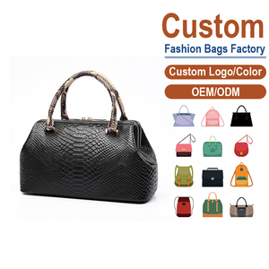 Bolso Boston de Cuero Genuino con Estampado de Serpiente, Fabricación Personalizada OEM/ODM, Bolso Tipo Satchel Vintage para Mujer - Product Image 1