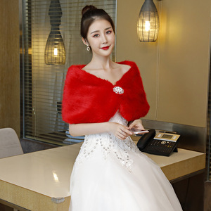 Accessoires châle robe de mariée blanche épaissie chaude cape de type lapin pour mariée et demoiselles d'honneur pour les saisons d'hiver - Product Image 2
