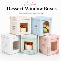 Scatola per Dessert Personalizzata in Carta Artistica Rigida con Finestra e Rivestimento in Spugna, Scatola Regalo Riciclabile per Alimenti con Rivestimento UV e Logo Personalizzato per Pasticceria