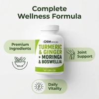 Complément OEM Curcuma Moringa Gingembre Boswellia Safran en Capsules avec Cannelle de Ceylan, Cerise Acidulée, Ail, Ortie, Basilic Sacré