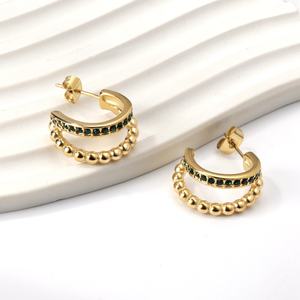 ต่างหูห่วงฮักกี้ส์ขายส่งสำหรับผู้หญิงและเด็กผู้หญิง ทำจากสแตนเลสสตีล ชุบทอง 18K เหมาะสำหรับเป็นของขวัญ - Product Image 3