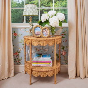 Table de rangement en rotin à 2 niveaux, étagère sur pied pour salon, pour livres et décorations - Product Image 2