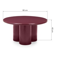 Table basse ronde moderne rouge brillante 80 cm, MDF laqué, design élégant, montage facile pour salon et maison