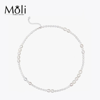 Collier en argent sterling 925 avec fermoir, perles de riz naturelles d'eau douce de différentes tailles, nouveau design, pour femmes, cadeaux de bijoux