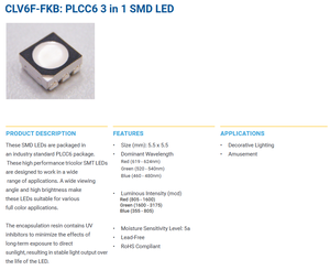 Vente chaude : LED SMD RGB multicolores CREE CLV6F-FKB-CQRVWXY1B1CHNPBB7A363 PLCC-6 Rouge Vert Bleu - Product Image 2