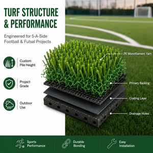 Césped Artificial sin Relleno para Fútbol, Césped Sintético para Cancha <span class=keywords><strong>de</strong></span> Fútbol Sala 5 contra 5, Suelo Deportivo para Interiores y Exteriores - Product Image 3