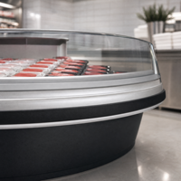Vitrine Réfrigérée pour Viande Fraîche - Armoire d'Angle Intérieure/Extérieure, Réfrigérateur Commercial à Refroidissement par Air pour Supermarché