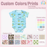 Combinaison à manches courtes pour bébé, imprimé animaux de l'océan, col rond, bas à boutons-pression, respirante, légère, combinaison graphique pour garçons et filles