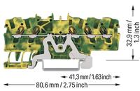 Bornier de terre WAGO 2001-1507 5 conducteurs en polyamide PA66 vert-jaune, 1,5 mm, à encliquetage, CAGEs CLAMPs, rail DIN 35x15, 800V