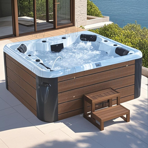 Piscinas de aguas termales al aire libre Tubo caliente Piscinas de remojo de aire para 4 personas Bañera de hidromasaje Hotel Rústico Retiros de remojo al aire libre Bañera de hidromasaje - Product Image 1