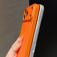 Coque de téléphone en cuir PU tendance avec grande fenêtre pour appareil photo, design mat de luxe antichoc pour iPhone 14, compatible avec 17 et 18 Pro Max