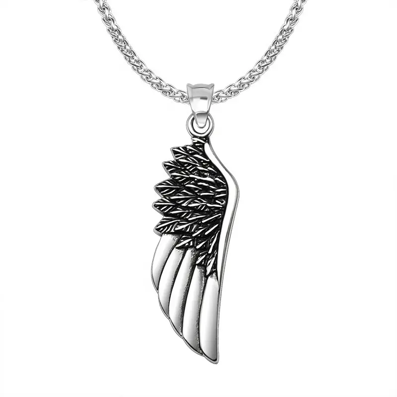 Pendant Men Pendant Necklace Personality Angel Wings Feather Gift Opp Bag Stainless Steel Hiphop Layered Necklace Charm Pendants
