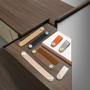 Kenop kulit kuningan kualitas tinggi perangkat keras furnitur Laci kabinet warna kustom kenop tarik pegangan kulit untuk lemari - Product Image 3