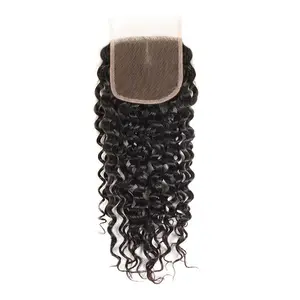 Water Wave Sew In Peruvian Machine Double Weft Water Wave Hair Free Part 4X4 Lace Closure Weave