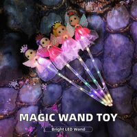 Ntoys Factory Vente en gros Baguette magique lumineuse LED en forme de fleur, bâton lumineux féerique avec piles incluses pour enfants de 2 à 13 ans