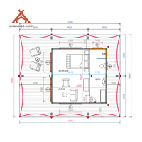Tente de glamping de luxe personnalisée Kawagebo Kamp (KK) en PVDF imperméable pour 3-4 personnes, idéale pour les resorts et les hôtels en plein air