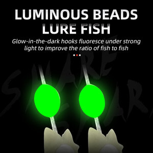 Aparejos Sabiki de 5 Anzuelos para <span class=keywords><strong>Pesca</strong></span> en Agua <span class=keywords><strong>Salada</strong></span>, Señuelos con Cebo y Cabeza de Pez Real, Anzuelo de Cuerda para Caballa, Aparejos Sabiki con Destello que Brillan en la Oscuridad - Product Image 5
