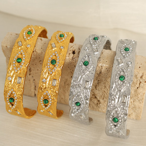 Women's Evil Eye <b>Bracelet</b> Gold <b>Silver</b> Zircon Inlay Bezel Setting Everyday Wear Jewelry <b>Bangle</b> SZ171 - Product Image 2