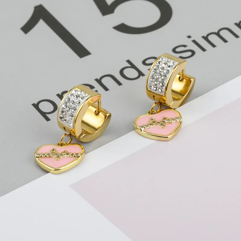 Hot Sale Heart Clip-on Earrings With Zircon 18K Gold Plated Vintage Earrings For Women