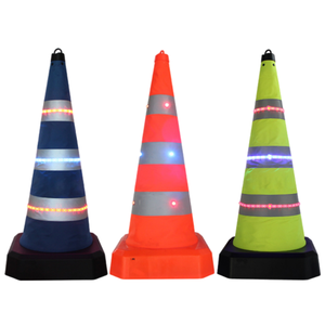 Cono <span class=keywords><strong>Stradale</strong></span> Retrattile con LED Lampeggiante, per Emergenze Notturne, Costruzioni, Avvertimenti di Incidenti, Riflettente e Pieghevole - Product Image 2